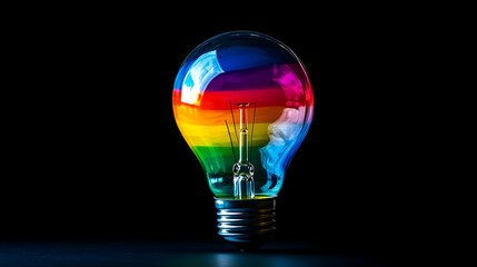 Abstract Rainbow Lightbulb Symbolizing Creativity and Innovation in a Colorful Design