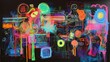 © Hardy - Neon abstract art with bold colors and intricate designs, highlighting glowing elements.