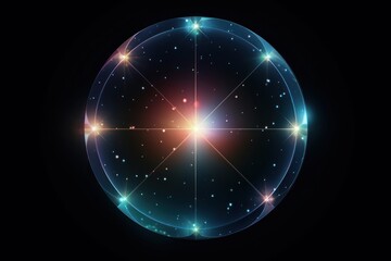 Wall Mural - Retro circle vector light astronomy sphere.