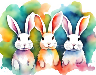 Watercolor rabbit creative colorful background