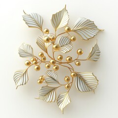 Holly leaves illustration design gold.