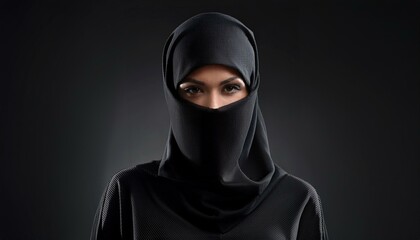 A middle eastern muslim woman of Islamic faith is wearing a niqab or a burka or a hijab; faith photography; a religious attire of the Islamic faith for a muslim woman in the middle east; religion