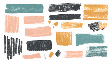 Poster - Set of color Grunge elements for design. Paintbrush, brush strokes templates.