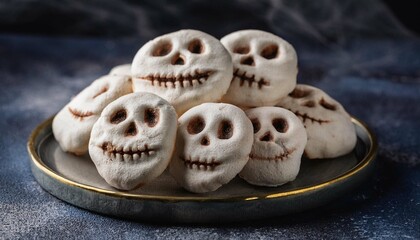 Skeleton Meringue Cookies on deep background