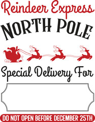 santa sack svg design, reindeer mail special delivery, christmas express, overnight delivery, santa 