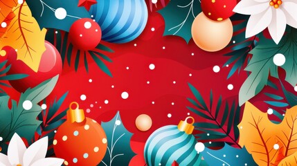 Abstract Cute Red Christmas Decorations Background