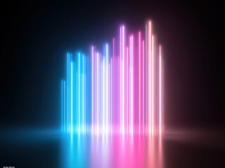 Wall Mural - vibrant 3d neon lights creating an abstract vertical pattern