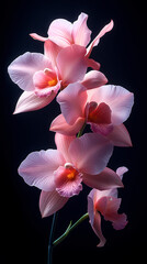 A delicate close-up of a blooming cattleya orchid in a spring garden, showcasing the beauty of nature with its bright petals .