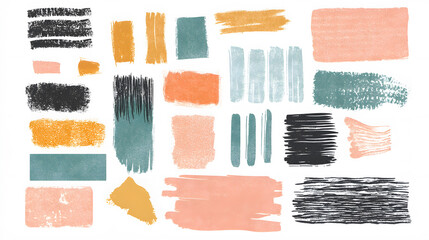 Sticker - Set of color Grunge elements for design. Paintbrush, brush strokes templates. 