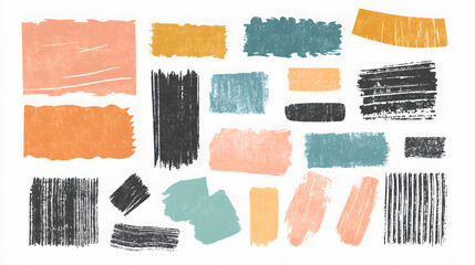 Sticker - Set of color Grunge elements for design. Paintbrush, brush strokes templates. 