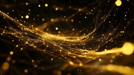 Poster - Glowing Dots and Lines. Digital Landscape of Data Flow