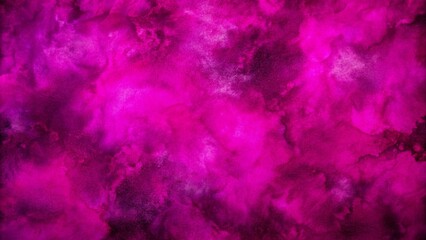 Wall Mural - Neon dark grungy abstract paper textured aquarelle canvas for modern design. Bright light pink ink watercolor on black background. Dark magenta watercolor on black background. 
