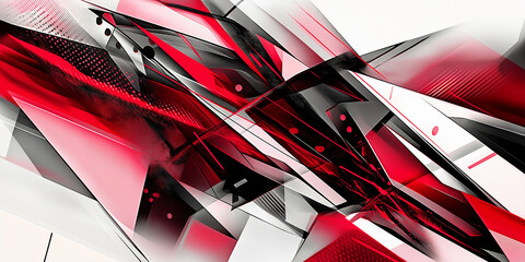 Wall Mural - Abstract red black and white geometric shapes background