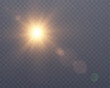 © Russell Edwards - Sun. The background is a ray of light or sunbeam vector. It shows an abstract golden light shining and flashing like a spotlight, with golden sun glitter on a transparent background.