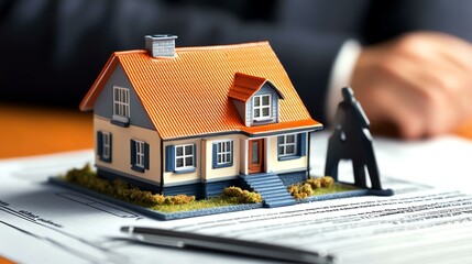 Real estate model with contract on table