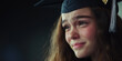 © Andres Mejia - Sad graduate girl wearing cap and gown crying