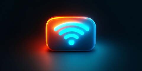 Aufkleber - Wifi symbol glowing in rounded square on dark background