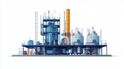 natural gas conversion, modern gas conversion plant, isolated, white background, detailed technology illustration