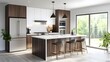 © STGZ. - A modern Scandinavian kitchen with clean lines, white countertops, and minimal decor