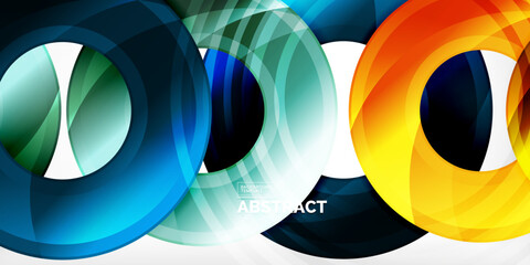 Wall Mural - Bright colorful circles with light effects. Abstract background