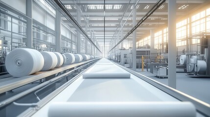 Factory production line at a textile factory
