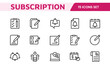 © artnazu - Subscription Services Icon Set. Modern and sleek icons for subscription-based platforms, perfect for enhancing user interfaces, streaming apps, SaaS products, and membership management.