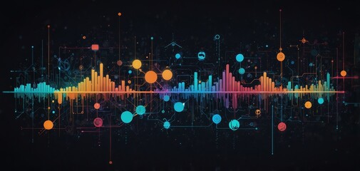 Wall Mural - big data flow technology and data science illustration concept. concept of data research, data minin