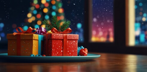 Wall Mural - christmas with technology background