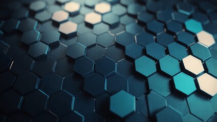 Wall Mural - hexagon blue abstract background with hexagonal geometric elements. medical, technology or science c