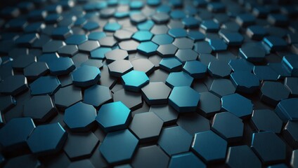 Wall Mural - hexagon blue abstract background with hexagonal geometric elements. medical, technology or science c