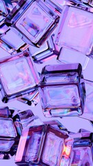 Aufkleber - Vibrant Multicolored Glass Cubes with Abstract Reflections