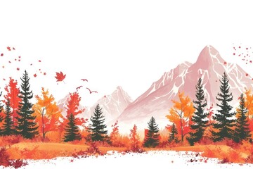 Wall Mural - Autumn in the mountains landscape outdoors nature.