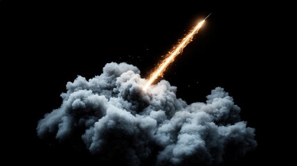 Wall Mural - Fiery Javelin Piercing Smoke Cloud  Dramatic Sky  Space  Rocket  Explosion  Fire  3D Rende