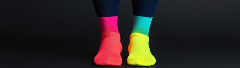 Colorful neon socks with vibrant hues, perfect for adding a fun touch to any outfit or for cozy comfort.