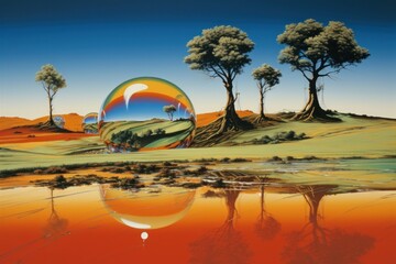 Wall Mural - a farmland landscape reflection outdoors.