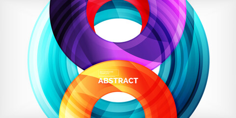 Wall Mural - Bright colorful circles with light effects. Abstract background