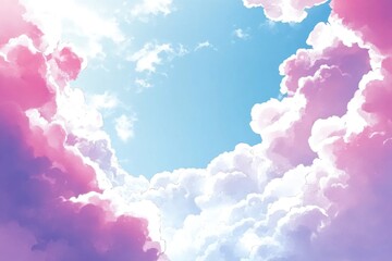 Wall Mural - a plane soaring through a bright blue cloud-filled sky, ready for takeoff