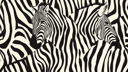 Poster - Group of zebras in natural habitat, suitable for wildlife or nature-themed projects