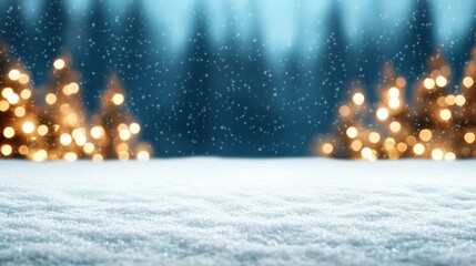Wall Mural - festive winter scene with illuminated christmas tree