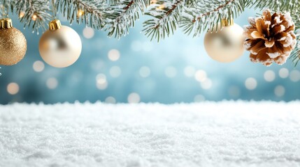 Wall Mural - festive christmas background featuring pine cones and evergreen cones