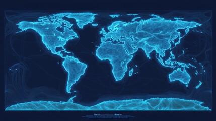 Wall Mural - a world map with glowing lines illustrating the trade routes connecting global economies, crossing o