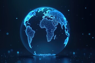 Wall Mural - futuristic digital earth with neon blue dots and abstract technology background.