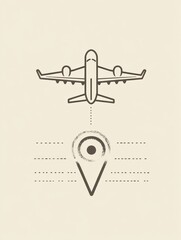 Aufkleber - An airplane graphic flies toward a map pin, symbolizing travel and the excitement of discovering new destinations and adventures. Generative AI