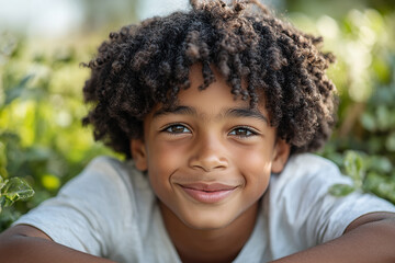 Black teenager boy on a outdoors background