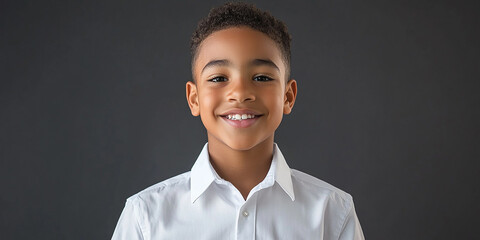 Wall Mural - Black teenager boy on a studio background