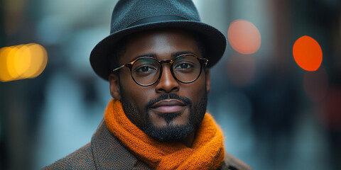 Wall Mural - Portrait of an attractive dark-skinned man wearing glasses