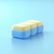 © Creative Stock Ai - 3D soap in blue and yellow on a plain blue background, abstract background
