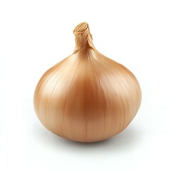 Wall Mural - A single, whole yellow onion isolated on a white background.