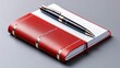 © niramol - A photostock of a notebook with a pen, on a desk, white background, simple layout