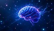 © Artfinity - Human brain digital illustration. Electrical activity, flashes and lightning on a blue background. Digital Illustration of the Human Brain. Electrical Activity, Flashes, and Lightning on a Blue Backgr
